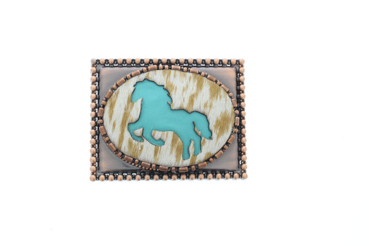 Run Wild, copper buckle, Made in USA, 77.7mm x 98.8mm