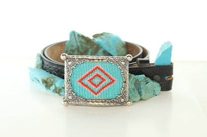 Red Mesa, Silver buckle, Made in USA, 66.2mm x 87.6mm