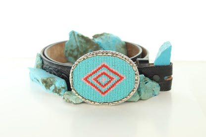 Rosewater Trail, silver oval buckle, Made in USA, 70.1mm x 86.4mm