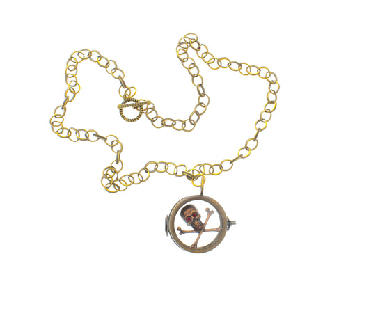 29mm Halloween Skull & Crossbones Necklace, made in USA, each