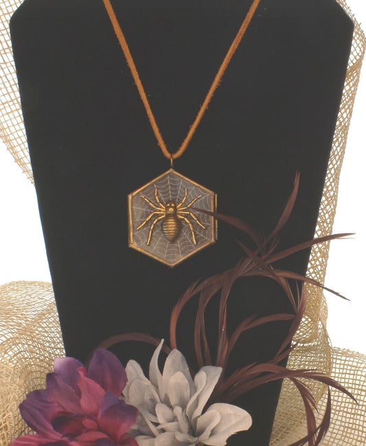 58mm x 52mm Gothic Spider Web Pendant Necklace, made in USA, each