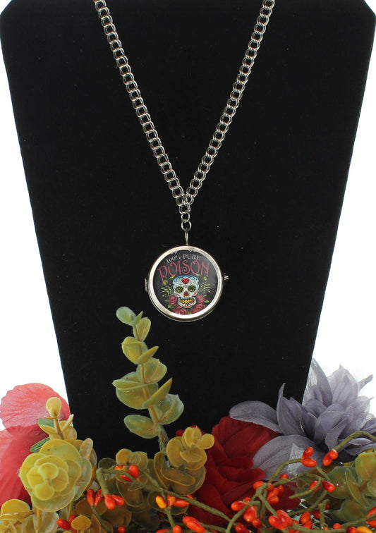 41mm Poison Skull Pendant Necklace, made in USA, each