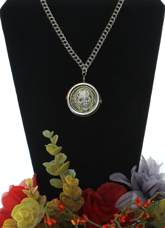 42mm Spiderweb Skull Pendant Necklace, made in USA, each