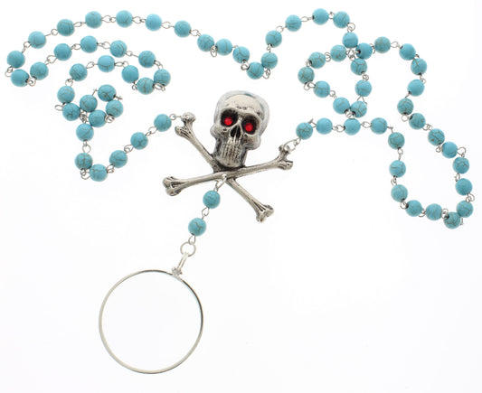 Pirate’s Gaze – Turquoise Skull Necklace with Monocle Charm
