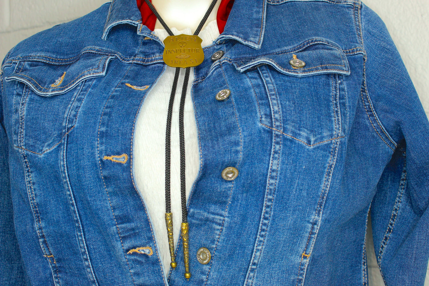 52mm x 45mm Alien Inspector Area 51 Bolo Tie, made in USA, each