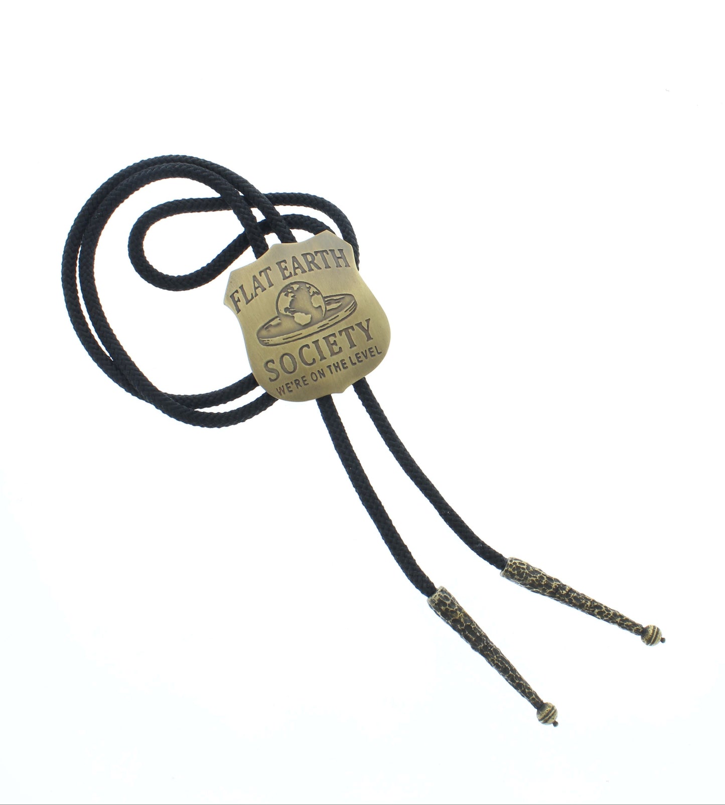 52mm x 45mm Flat Earth Society Bolo Tie, made in USA, each