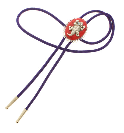 46mm x 36mm Red Stone Bolo Tie with Silver Horned Toad, made in USA, each