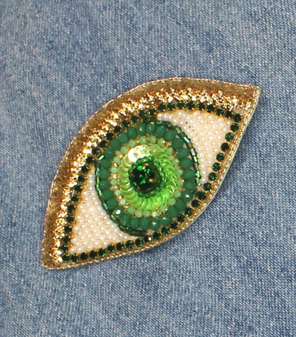 37mm x 69mm Sequin Evil Eye Hat Pin Brooch, each