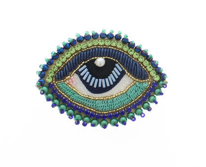 50mm x 69mm Sequin Evil Eye Hat Pin Brooch, each