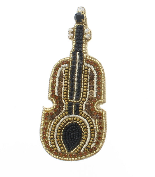 89mm x 37mm Sequin Violin Hat Pin Brooch, each