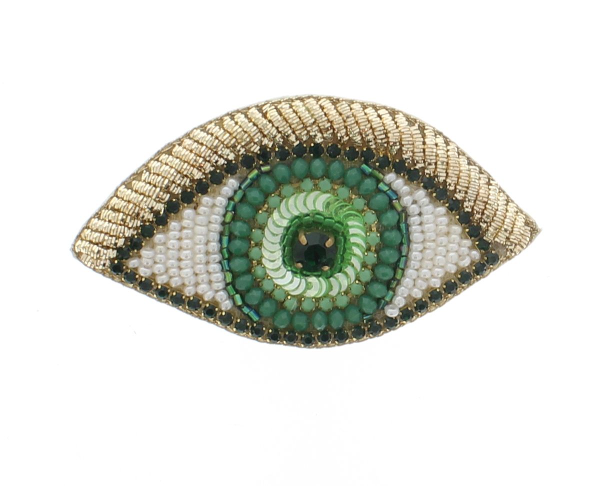 37mm x 69mm Sequin Evil Eye Hat Pin Brooch, each