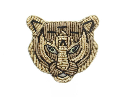 51mm x 49mm Sequin Tiger Face Hat Pin Brooch, each