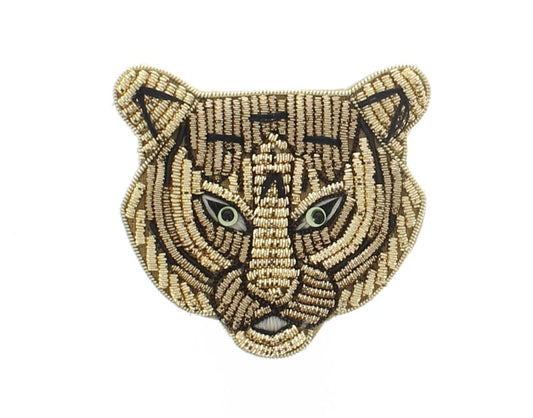 51mm x 49mm Sequin Tiger Face Hat Pin Brooch, each