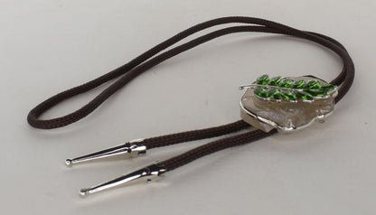 48mm x 40mm Green Crystal Leaf Agate Bolo Tie, made in USA, each