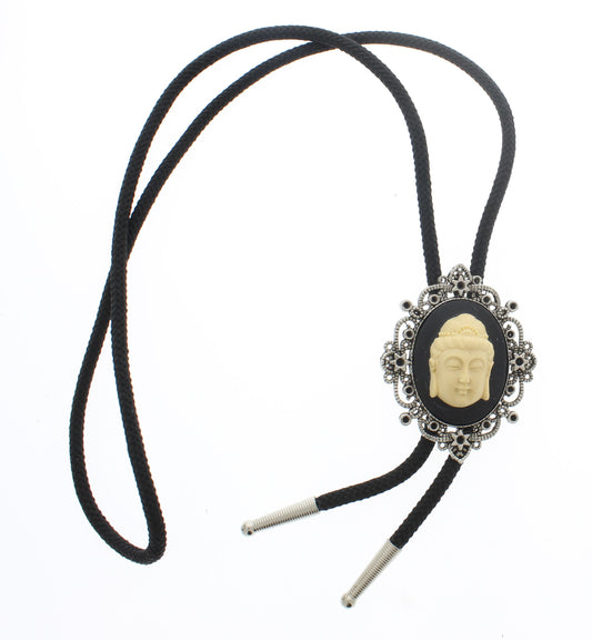 65mm x 51mm Budda Cameo Bolo Tie, 36" cord, made in USA, each