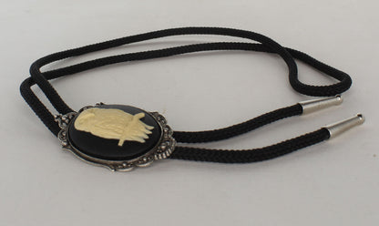 59mm x 35mm Gothic Owl Cameo Bolo Tie, 36" cord, made in USA, each