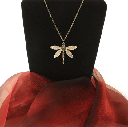 Garden Flight - Dragonfly Pendant Necklace, Made in USA, 64mm x 51.4mm