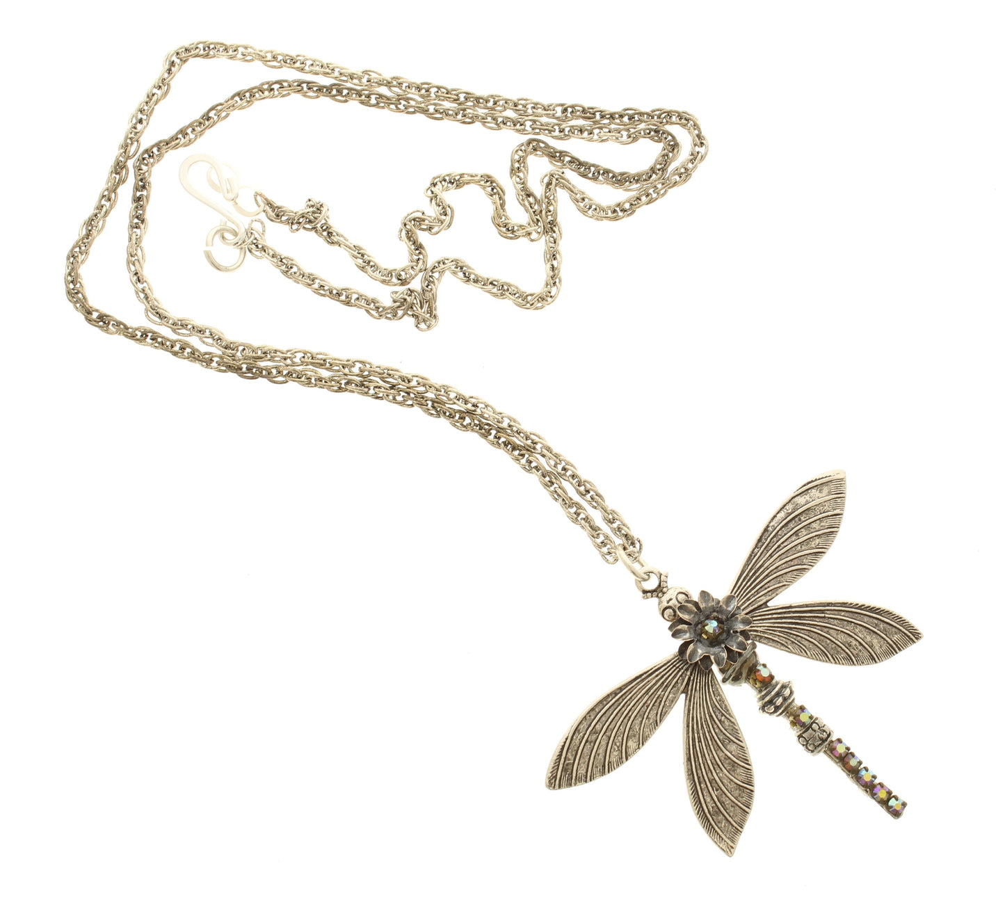 Garden Flight - Dragonfly Pendant Necklace, Made in USA, 64mm x 51.4mm