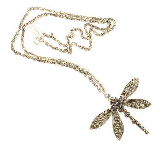 Garden Flight - Dragonfly Pendant Necklace, Made in USA, 64mm x 51.4mm