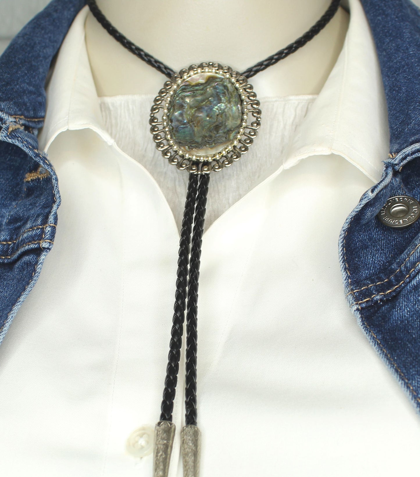 55mm x 46mm Aurora Abalone Bolo, made in USA, each