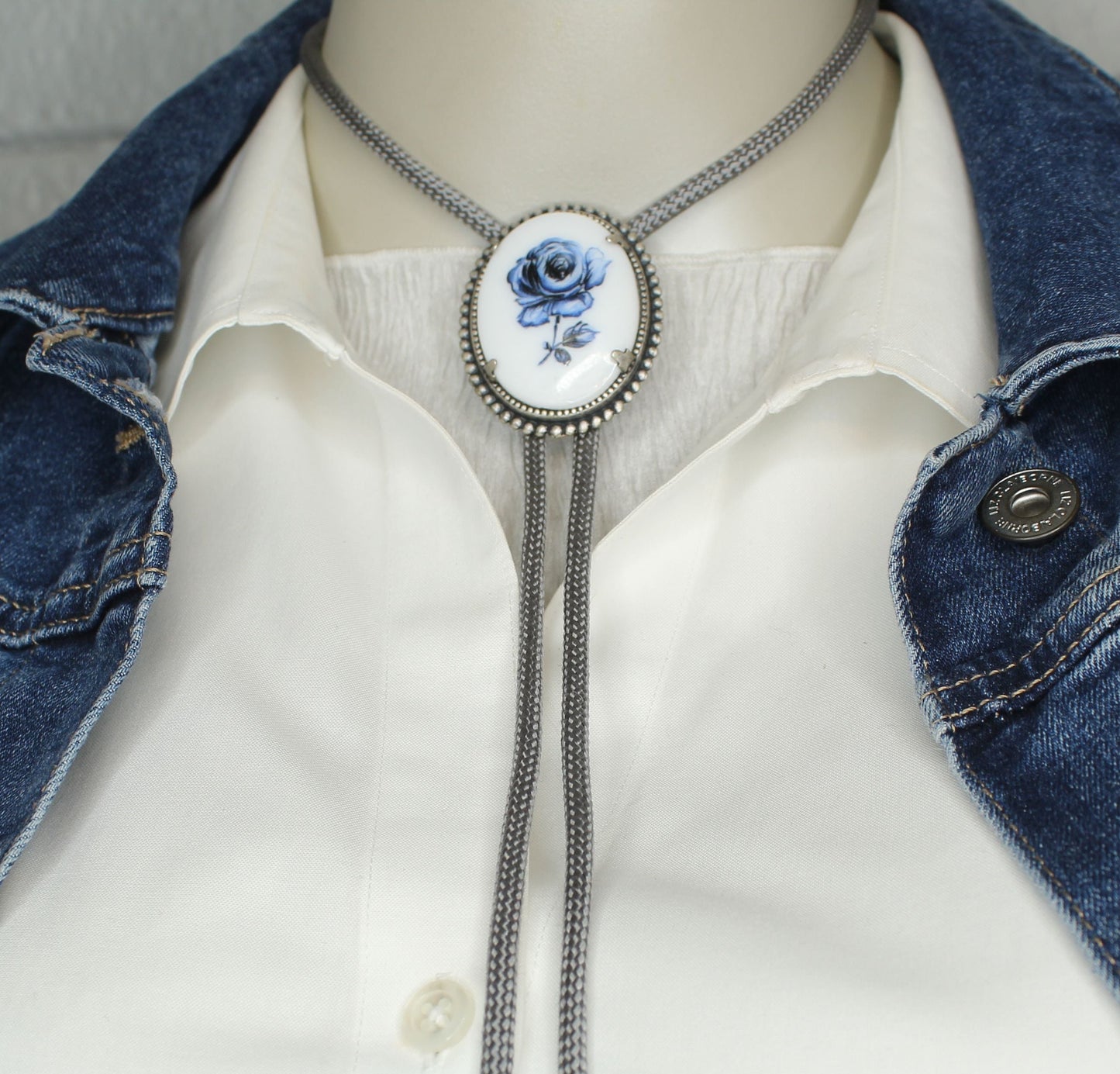 48mm x 38mm Blue Rose Heirloom Bolo, made in USA, each
