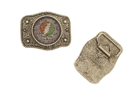 Deadbolt Bloom-Grateful Dead Belt Buckle, Made in USA, 1.43in x 3.19in