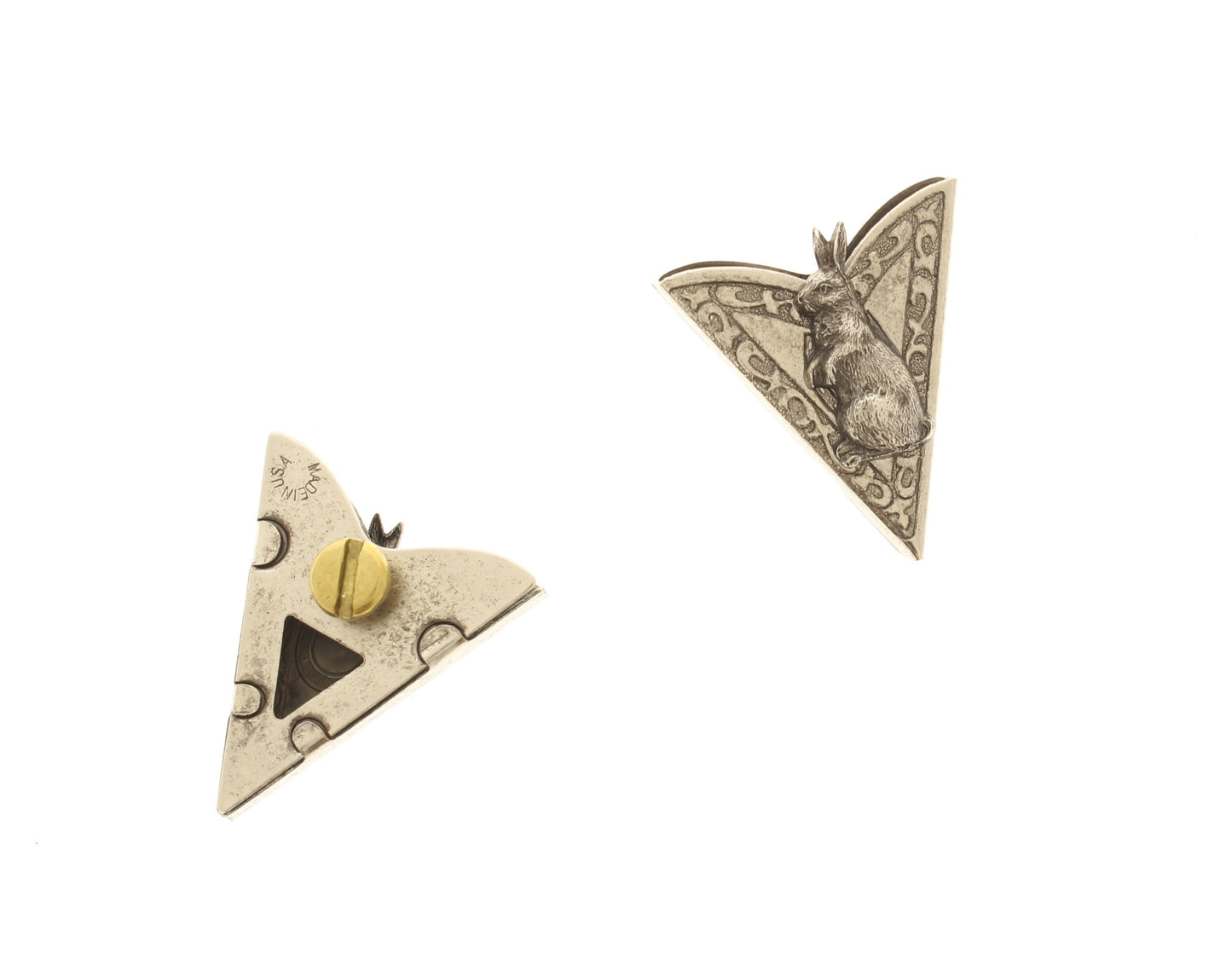 Clockwork Hare Collar Tips, Made in USA, 35.7mm x 32.3mm, pair