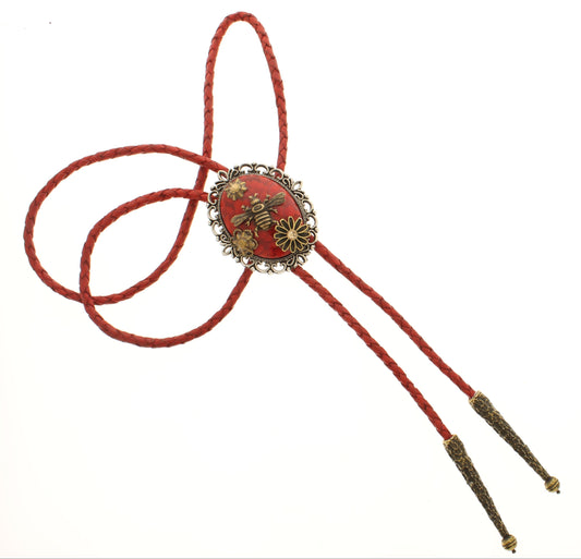 Crimson Hive Bolo Tie, Made in USA, 46.8mm x 55.3mm,