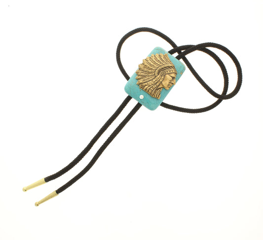 60mm x 40mm Turquoise Headdress Bolo, made in USA, each