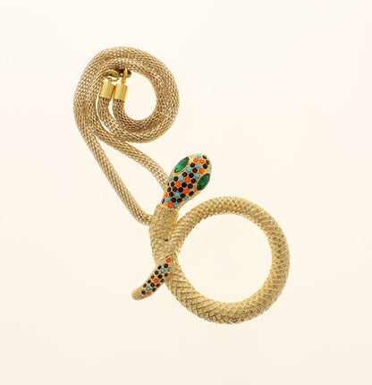 84mm x 63mm Gilded Serpent Necklace, 18.5" Gold Chain, made in USA, each