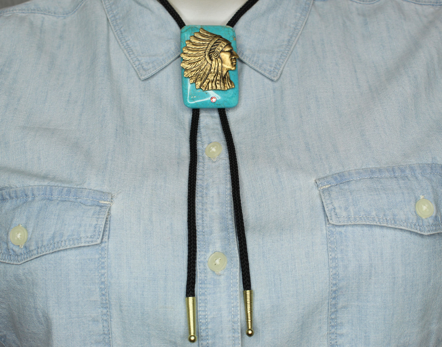 60mm x 40mm Turquoise Headdress Bolo, made in USA, each
