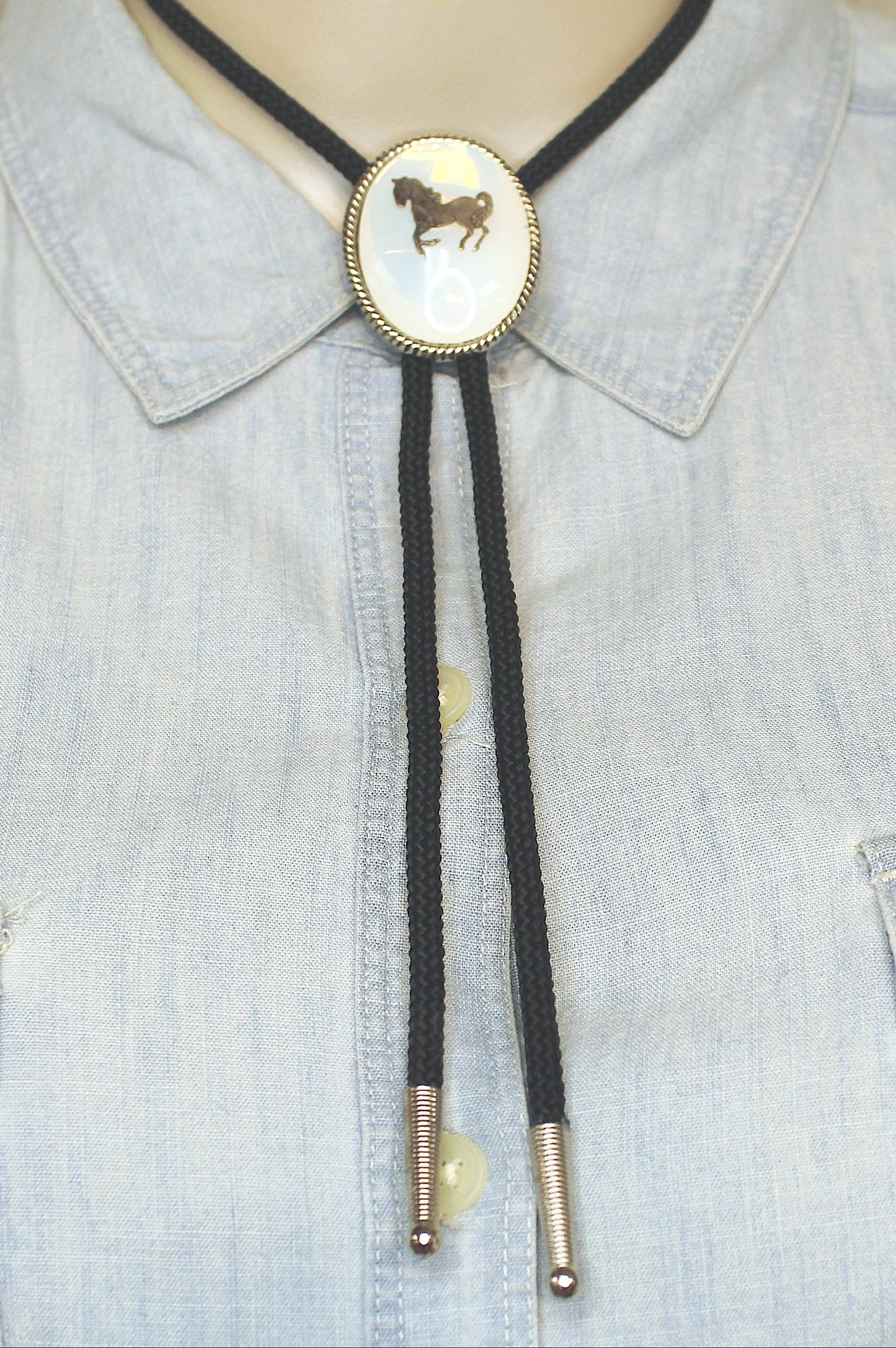 44mm x 35mm Midnight Stallion Bolo, made in USA, each