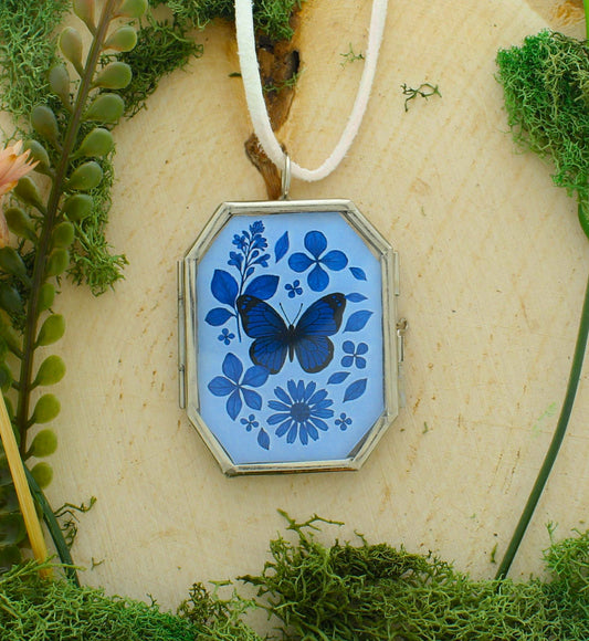 52mm x 43mm Bluebell Butterfly Locket, made in USA, each