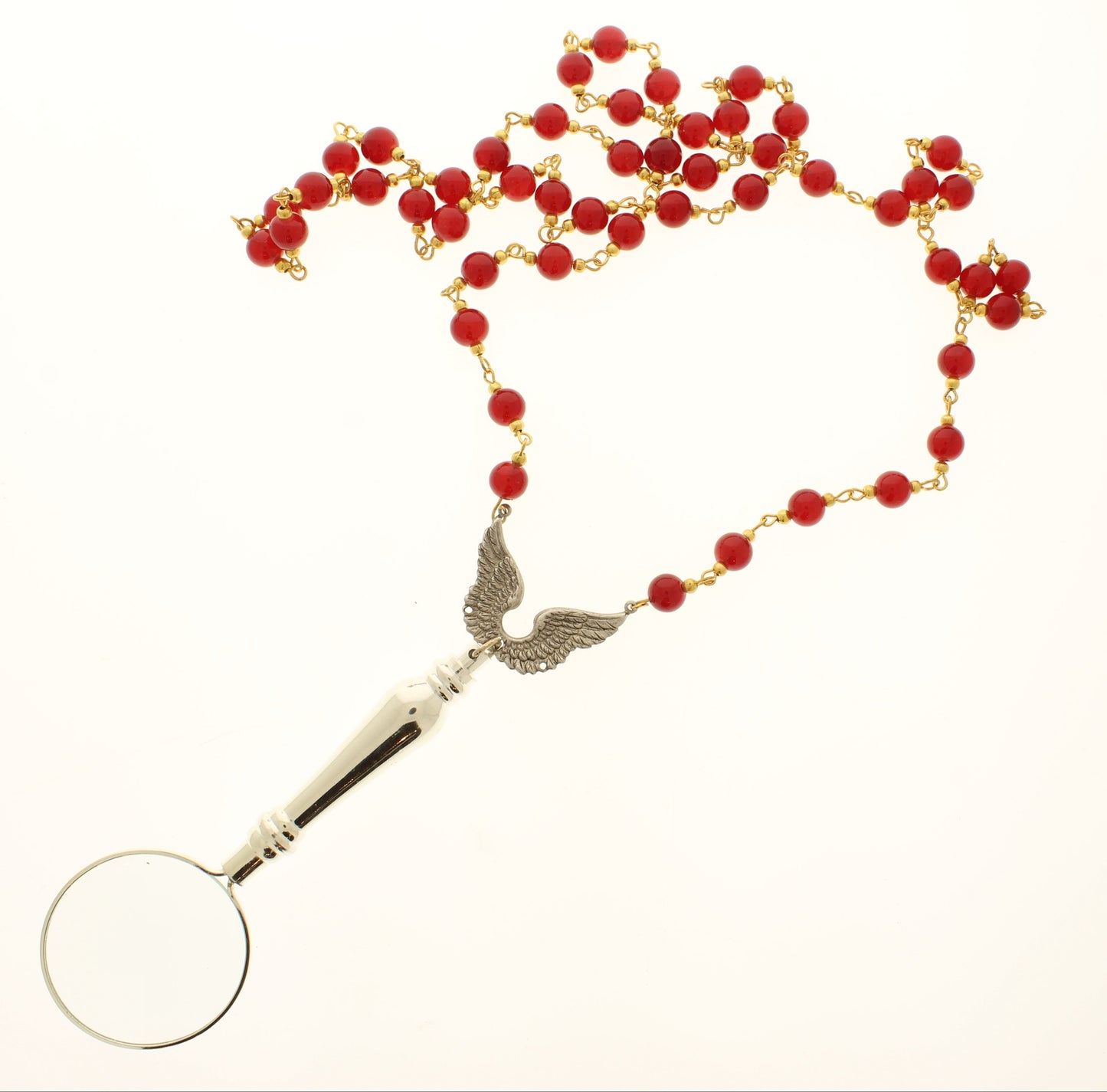 Crimson Curiosity Necklace, 36" cord, made in USA, each