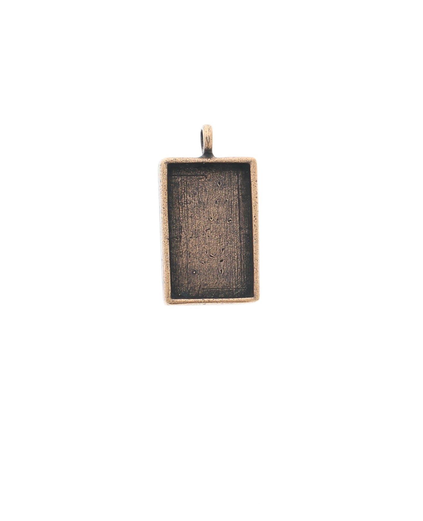 31mm Deep Dish Bezel Pendants, Rectangle, antique gold, antique silver or copper cast pewter, Made in USA, pack of 2