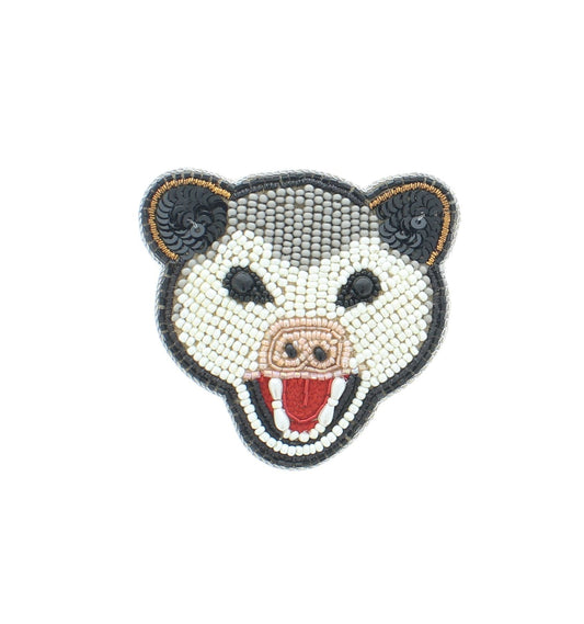 68mm x 67mm Grinning Possum Pin, each