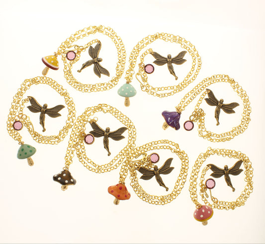 Mushroom Fairy Necklace, made in USA, each