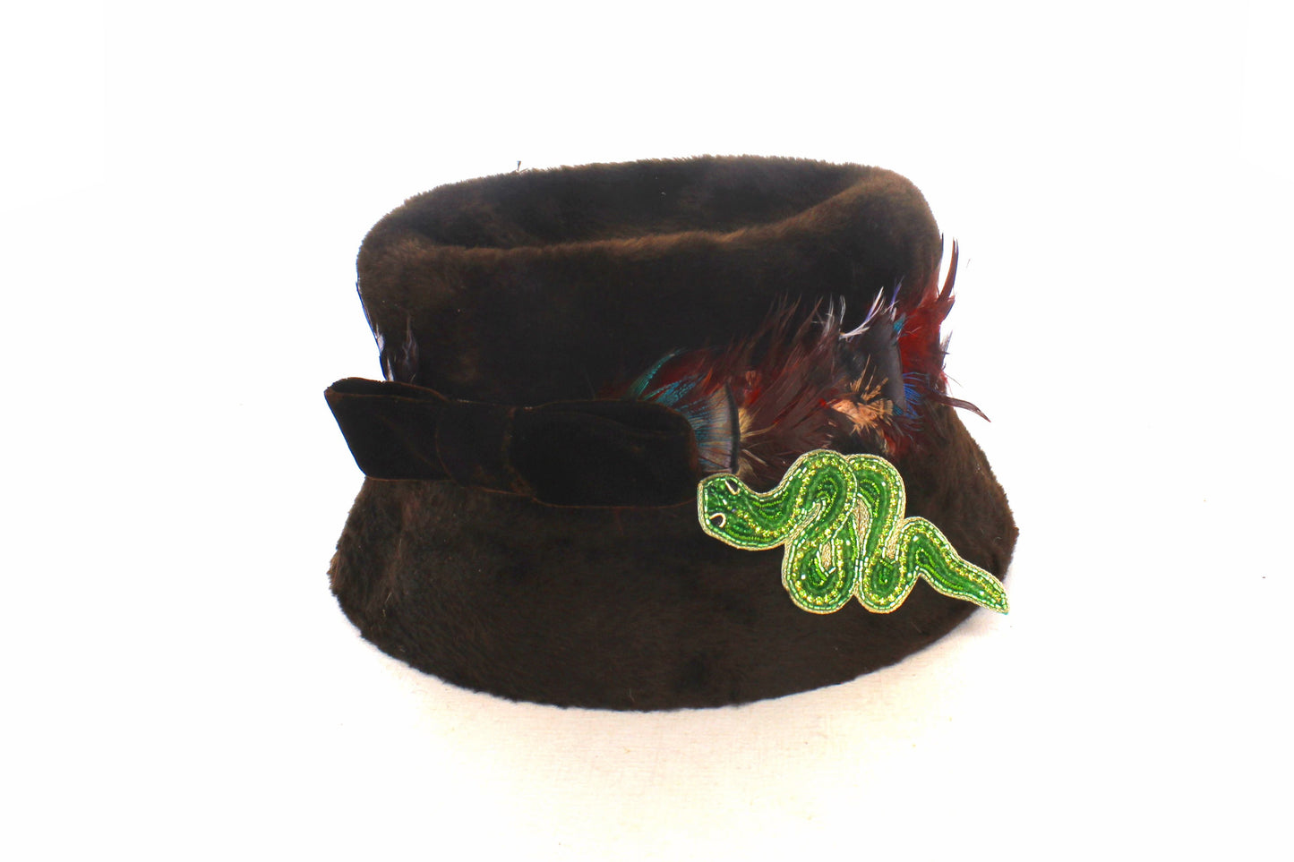 100mm x 47mm Green Sequin Snake Hat Pin, each