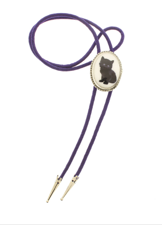 48mm x 36mm Black Cat Bolo Tie, made in USA, each