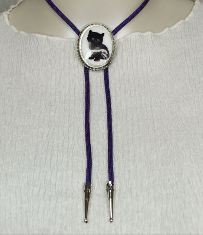 48mm x 36mm Black Cat Bolo Tie, made in USA, each