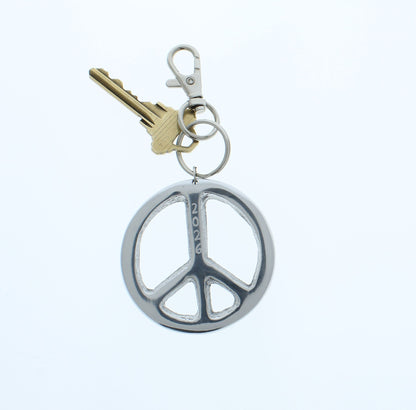 62mm Silver '2026' Peace Sign Charm Keychain, Purse Pull, Zipper Pull, made in USA, each