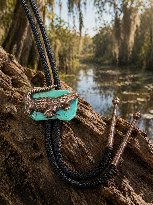 Bayou Turquoise Bolo Tie, 36" cord, made in USA, each