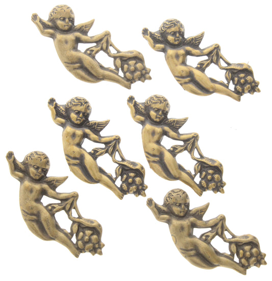 Rustic Cherub w/Flowers, pk/6