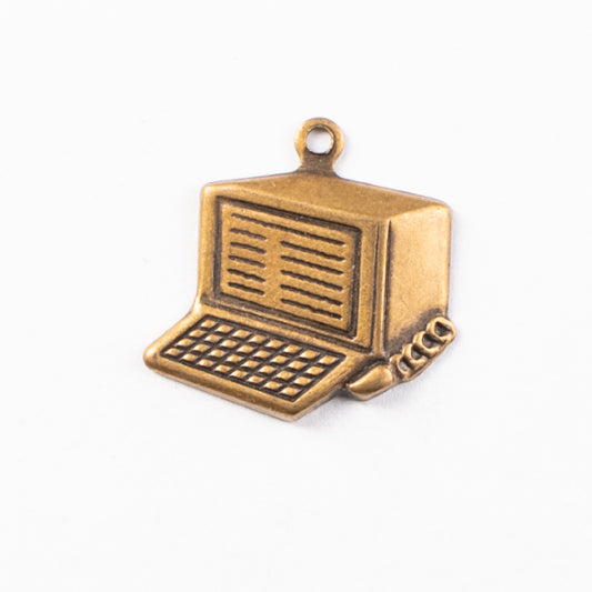 20mm x 22mm Retro Mac Apple Computer Charm, Antique Gold, Made in USA, pack of 6