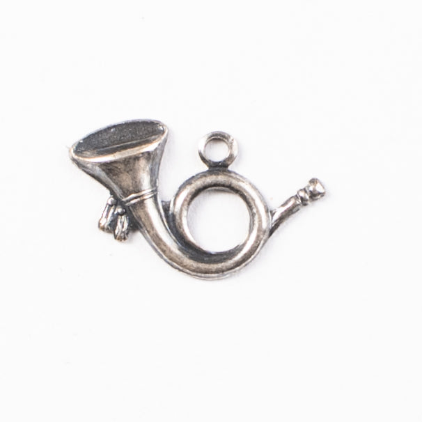 17mm French Horn Charm Christmas, Antique Gold, Classic Silver pack of 6