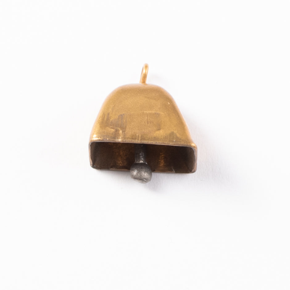 15x10mm Square Bell Charm, functional w/clapper, Antique Gold, pk/6