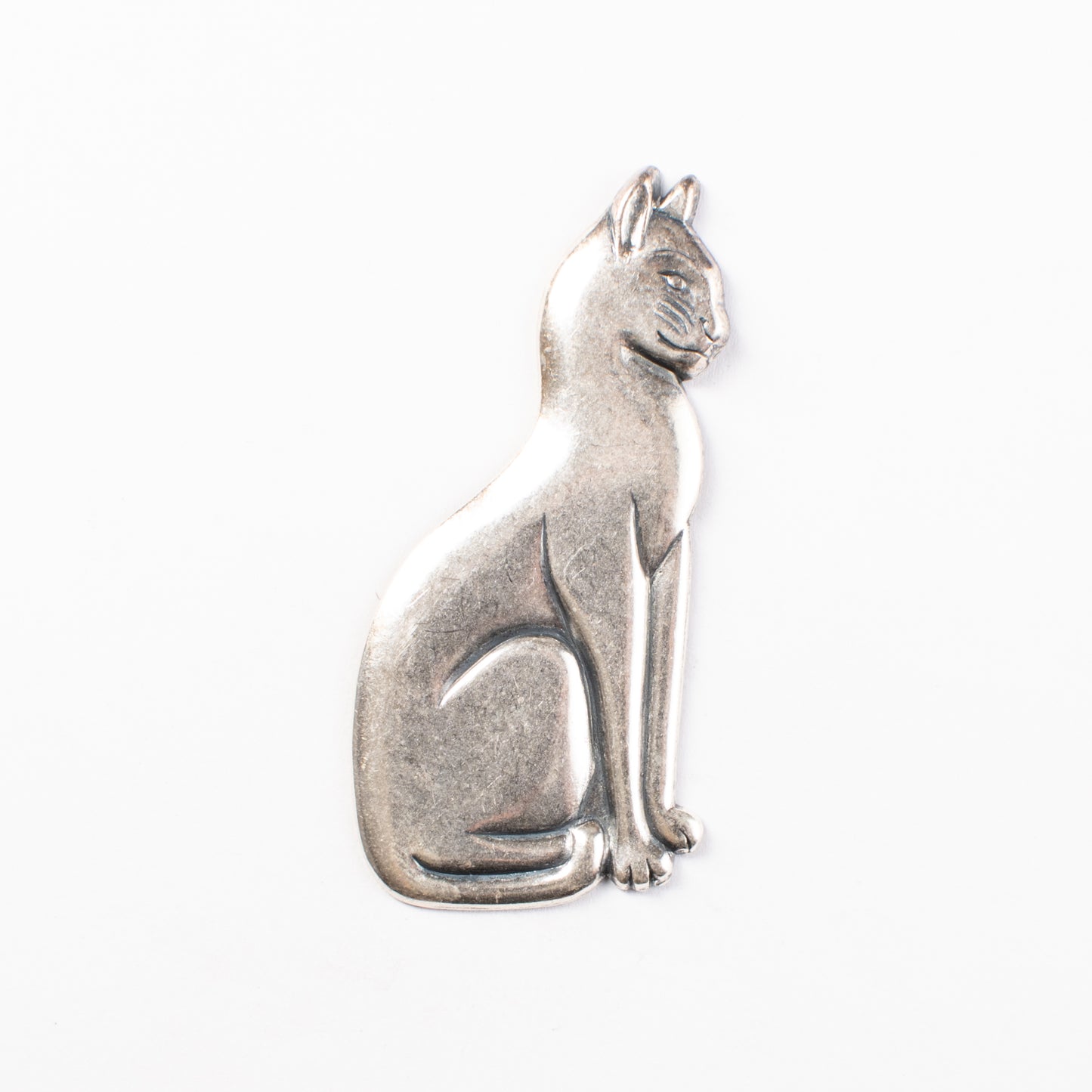 27x62mm Sitting Cat Charm, Classic Silver, pack of 6