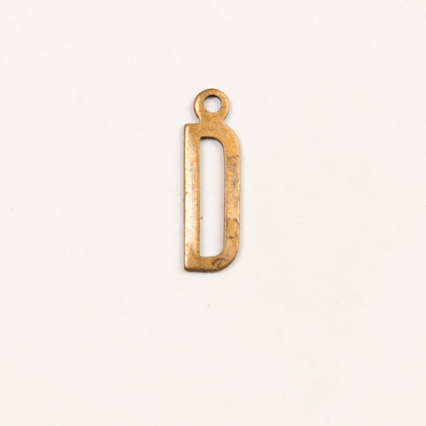 15x6mm "D" Letter Charm, Antique Gold, Classic Silver Finish, pack of 6
