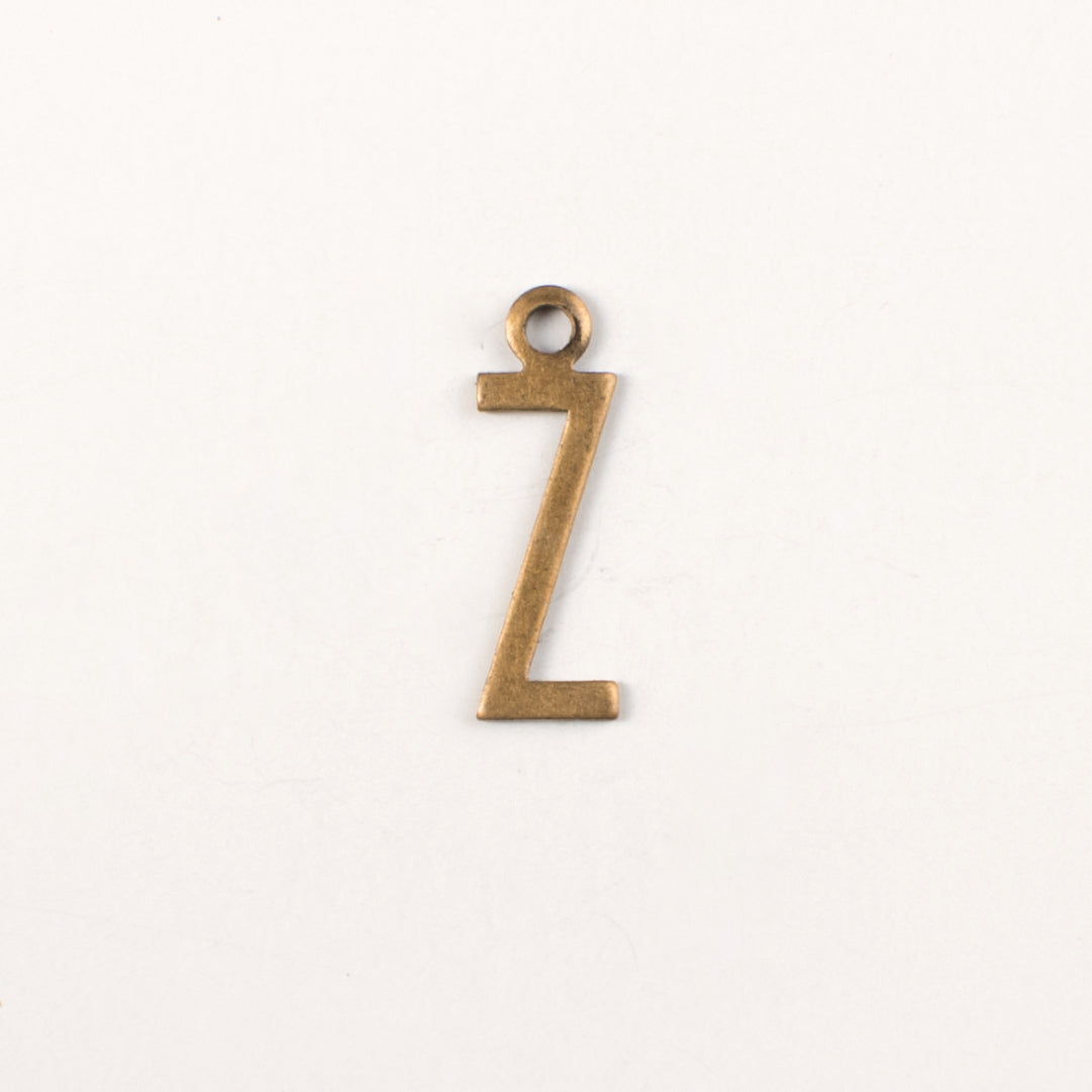 15x6mm Z Letter Charm, Classic Silver, Antique Silver, Antique Gold Metal Stamping, pk/6