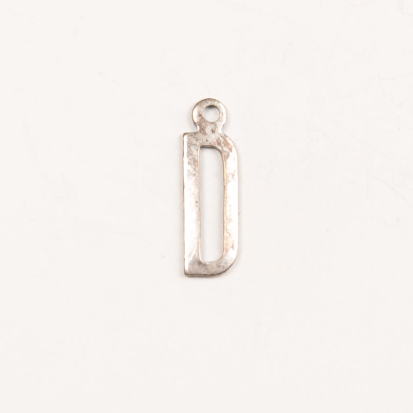 15x6mm "D" Letter Charm, Antique Gold, Classic Silver Finish, pack of 6